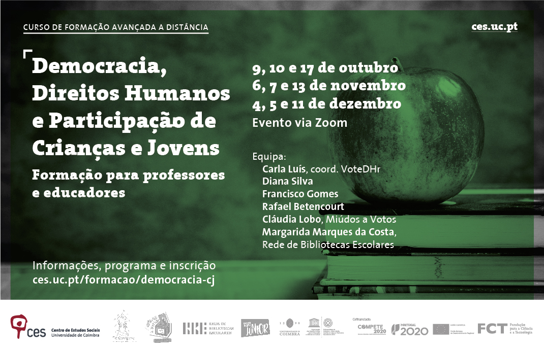 Democracia, Direitos Humanos e Participação de Crianças e Jovens - Formação para professores e educadores<span id="edit_30676"><script>$(function() { $('#edit_30676').load( "/myces/user/editobj.php?tipo=evento&id=30676" ); });</script></span>